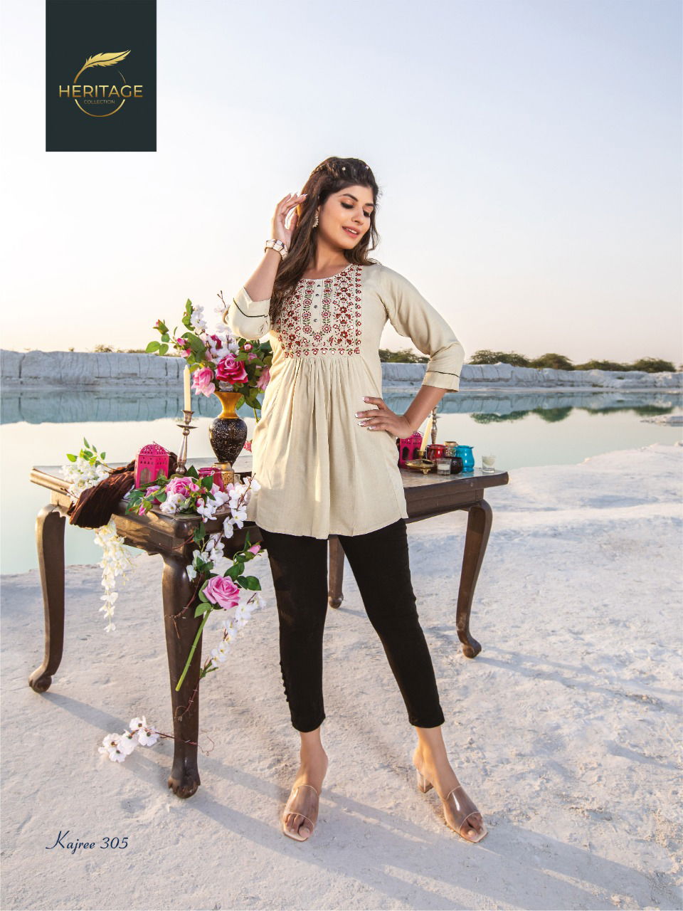 Heritage Kajree Vol 3 Stylish Fancy Wear Wholesale Ladies Top Catalog
